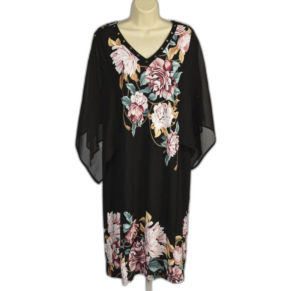 JM Collection Wild Flower Enchanted Chain Hippie Chic Midi Dress Size L